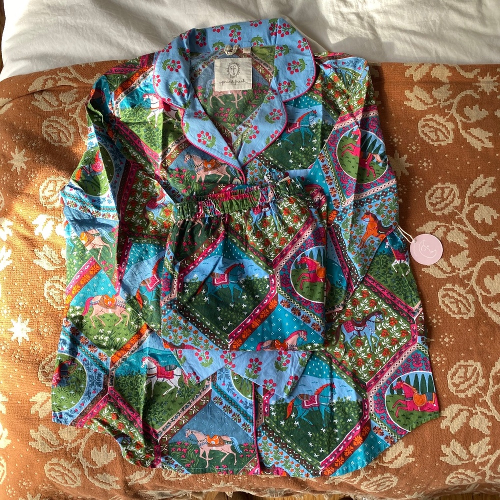 Print Fresh High Horse Pajama Set - Blush Denim - M